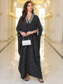 Đầm Kaftan dài tay phong cách Bohemian cổ chữ V giản dị thanh lịch mới 2024 dành cho nữ - Nhiều màu - Xem 7