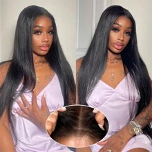 Put On And Go Glueless Wigs Human Hair Pre Plucked Pre Cut 6x6 Straight Lace Closure Wigs Human Hair Upgraded Glueless Wig Ready To Wear Glueless HD Lace Front Wigs For Women 200% Density - Natural Black - 查看 4