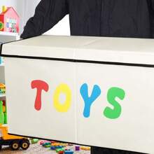 Caja de juguetes extra grande, organizador de almacenamiento de juguetes plegable y resistente con tapas, caja de juguetes de dinosaurios para niños y niñas, baúl, cesta y caja de juguetes para la sala de estar, el cuarto de juegos, el dormitorio y la guardería - Beis - Ver 8