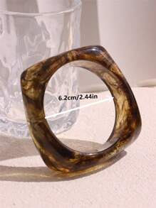 1pc New Resin Geometric Square Bracelet, Irregular Exaggerated Vintage Wide Stackable Bangle Bracelet, Women Jewelry Gift