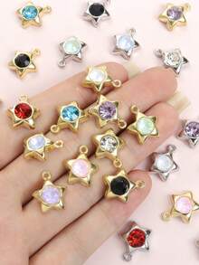 10 chiếc vòng cổ hợp kim hình ngôi sao năm cánh đính đá nhiều màu sắc ngọt ngào và mát mẻ, vòng cổ vòng tay hoa tai phụ kiện tóc trâm cài điện thoại, mặt dây chuyền hợp kim hình ngôi sao năm cánh tự làm, phụ kiện trang sức đa năng và dễ sử dụng - Quà tặng hoàn hảo cho người yêu và bạn bè - ngôi sao năm cánh - Xem 7