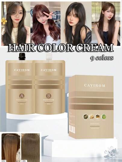 CAYIROM Large Double Packing Plant Conditioning Ammonia-Free Hair Color Cream For White Hair,Grey Coverage Hair Color Wax,Summer Top Selling Colors With Dye Tools Set,Plant Essence Hair Dye Cream, Hair Products Suitable For ALL Hair Types In Hair Salon And Special DIY Household