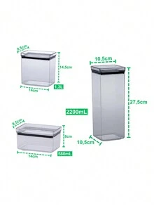 Kit With 4 Airtight Jars Food Containers Clear Acrylic Stackable Food Kitchen - 無色 - 查看 4
