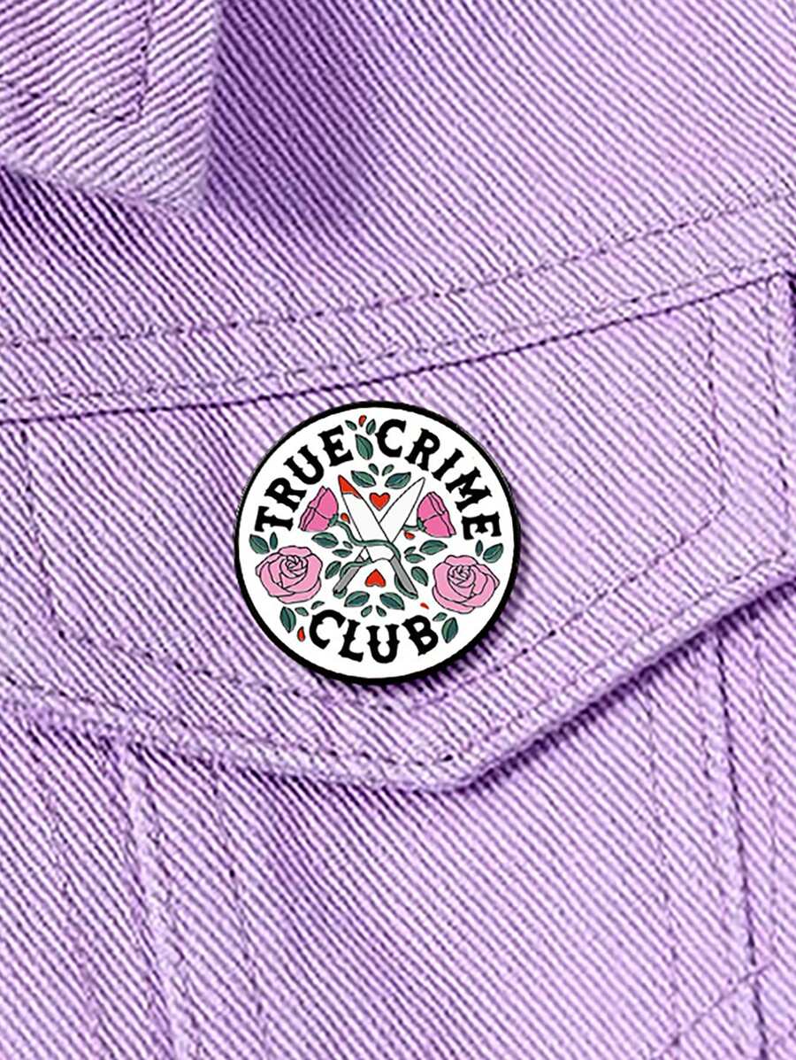 1 件真实犯罪俱乐部设计印花别针定制新款时尚胸针配饰女士万圣节礼物情人节连衣裙配饰衣服别针包饰背包学校办公室配饰衬衫夹克珠宝衣服别针有趣可爱教师礼物圣诞节 - XZ8281 - 查看 1