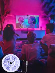 1 Roll RGB LED Strip Lights, USB Powered Plug And Play, Self-Adhesive Easy Installation, No Remote Control Needed, Color And Mode Switching Via Button On Data Cable, Suitable For Desk, TV, Computer Backgrounds, Holiday Parties, Home Decor, Multi-Purpose Ambient Lighting Strips, Recommended 1M To 5M Freely Cuttable To Fit Different Scenarios, Create A Colorful And Cozy Personalized Lighting Space! - USB-three-button Controller - View 4