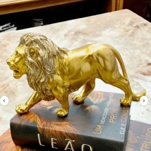 Lion Sculpture Decoration Table Ornament Shelf Office - 金色 - 查看 3