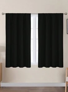 2pcs Black Blackout Curtains With Grommets, Light Blocking Window Curtains For Bedroom - Schwarz - View 15