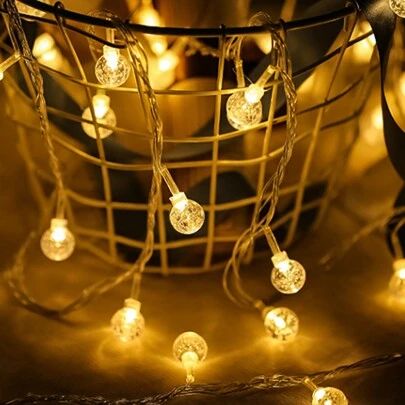 LILIIN Wróżki LED na zewnątrz, w pomieszczeniach, ciepłe, białe kryształowe kule, wróżki z 8 trybami światła, dekoracje świąteczne, Halloween, wesele, impreza, wodoodporne IP44 (przezroczysta linia), 10M/20M/30M