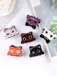 1 pieza Pinza para el cabello con forma de cara de gato de dibujos animados, pasador para peinados recogidos