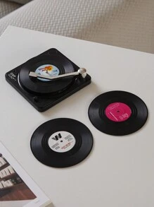 6pcs Set - Vintage Vinyl Record Coasters With Holder - Premium Non-Slip, Heat-Resistant Cup Mats For Stylish Home Decor & Drinkware Protection - Multicolor - View 12