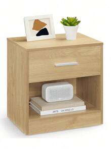 VASAGLE Bedside, Side With Drawer, Handle, Open Compartment, End, For Bedroom, Living Room, Natural Beige And Classic White - gừng - Xem 5