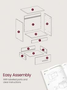 VASAGLE Bedside, Side With Drawer, Handle, Open Compartment, End, For Bedroom, Living Room, Natural Beige And Classic White - gừng - Xem 7