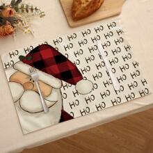 1pc/4pcs/6pcs Merry Christmas Winter Holiday Placemats, Reindeer Santa Snowman Linen Tablemats, Easy To Clean Dining Mats, Suitable For Home, Restaurant, Table Decorations, Home Decor - Multicolor - View 12