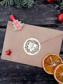 1 rouleau Autocollants de Noël Joyeux, Autocollants de Sceau d'Arbre de Noël, de Forêt, de Cerf Autoadhésifs, Autocollants d'Étiquette à Motif de Noël Rond pour Sceaux, Cartes, Cadeaux, Enveloppes de Noël