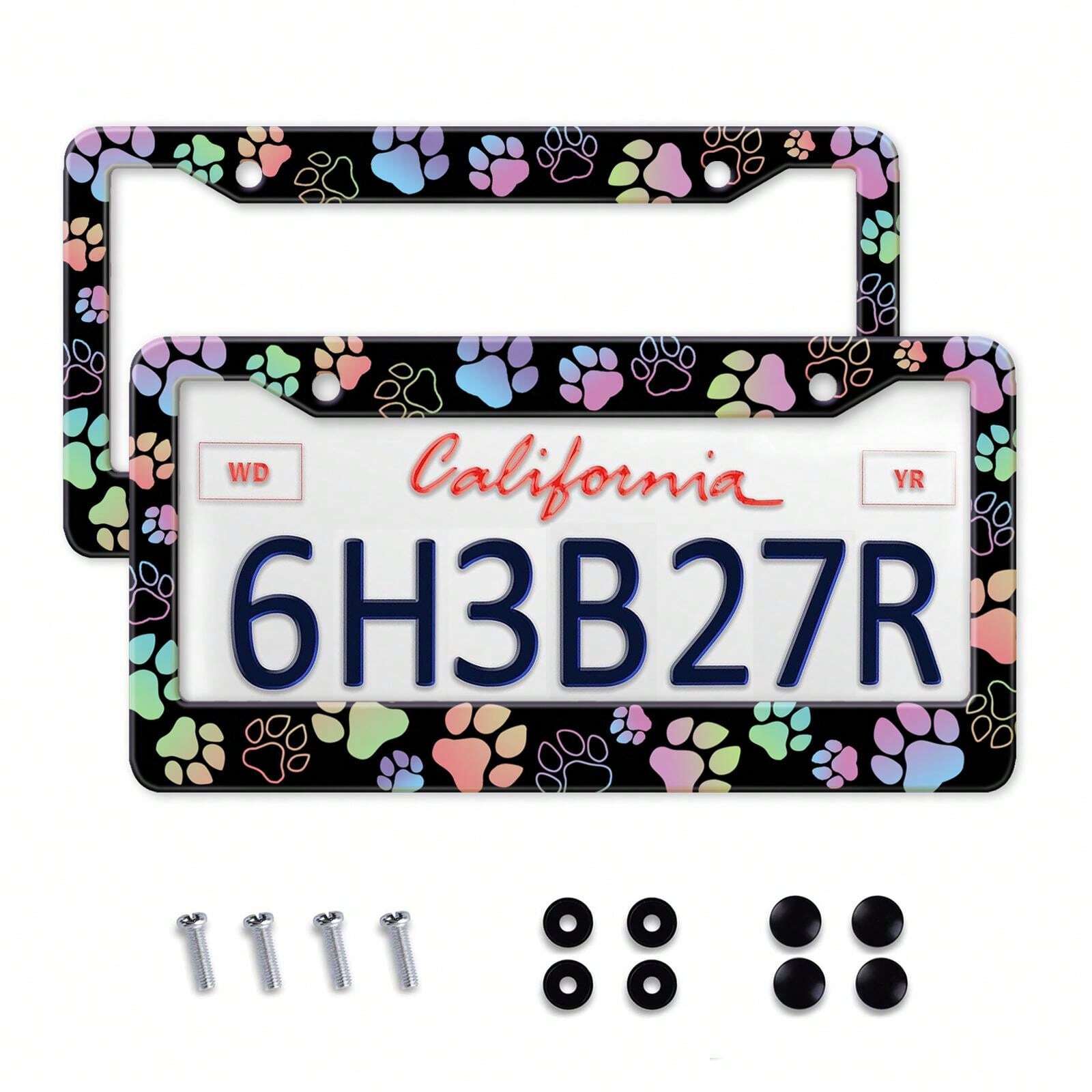 Original Design Gradient Color Dog Paw Print Aluminum Alloy License ...