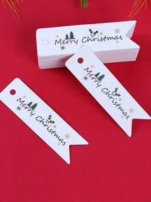 100张/套圣诞快乐牛皮纸礼品标签，适用于节日工艺品和礼品包装用品礼品包装
