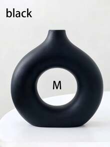 1pc Vaso de flores moderno em formato de donut de plástico de cor sólida, recipiente floral, decoração de vaso estilo minimalista boho neutro para flores frescas, mesa, estante, lareira, sala de estar, quarto, escritório, festa de casamento