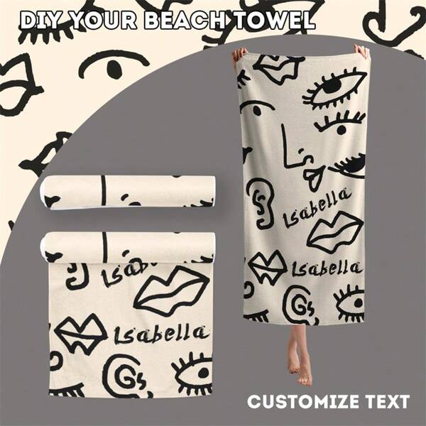 Customized Text Beach Towel, Personalized Bath Towel, Adult Pool Towel, Children's Towel, Vacation Gift, Beach Towel, Beach, Seaside, Heatwave, Summer Essential Holiday Bathroom Decor Travel Essentials Travel Accessories Beach Essentials