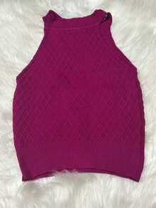 Tank Top Cropped Blouse Tricot Modal Summer Launch - Rose Red - View 2