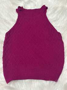 Tank Top Cropped Blouse Tricot Modal Summer Launch - Rose Red - View 3