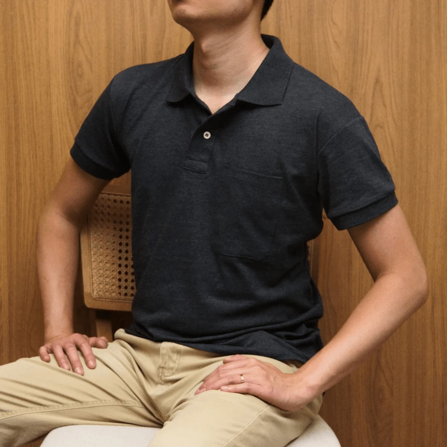 Men's Basic Polo Shirt With Pocket - Gris Oscuro - Ver 1