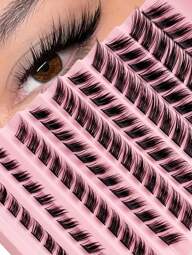 120 peças de Cílios Individuais Estilo Olho de Gato e Olho de Raposa da Asiteo, Extensão de Cílios Segmentada DIY, Cílios Individuais Densos 3D, Cílios Agrupados Diagonais Volumosos e Fluidos, Cílios Postiços Reutilizáveis, Conjuntos de Cílios, Cílios Individuais, Cílios, Cílios Falsos