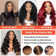 Bye Bye Knots Wig Glueless Wigs Human Hair 200% Density Pre Plucked Pre Cut 6x4 HD Lace Closure Wigs Human Hair Body Wave Lace Front Wigs Human Hair For Women - Natural Black - 查看 4