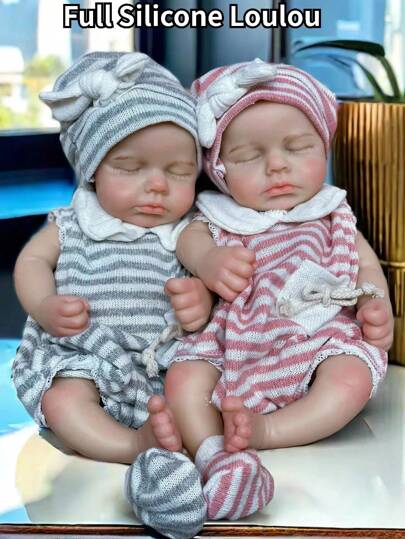 13 英寸全硅胶柔软重生娃娃 Loulou 男孩或女孩婴儿新生儿娃娃儿童生日礼物