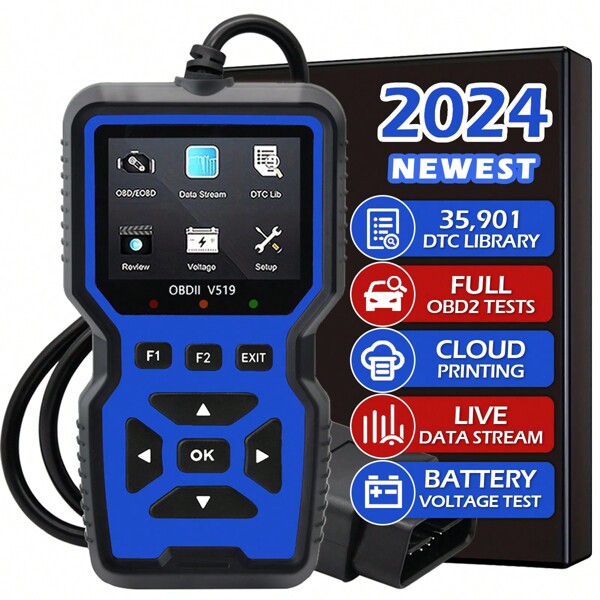 OBD2 Scanner Diagnostic Tool - An Engine Code Reader With Comprehensive OBD2 Functions, Including Reset, Mode 6 And 8, And More, Suitable For All OBDII/EOBD Vehicles Since 1996.