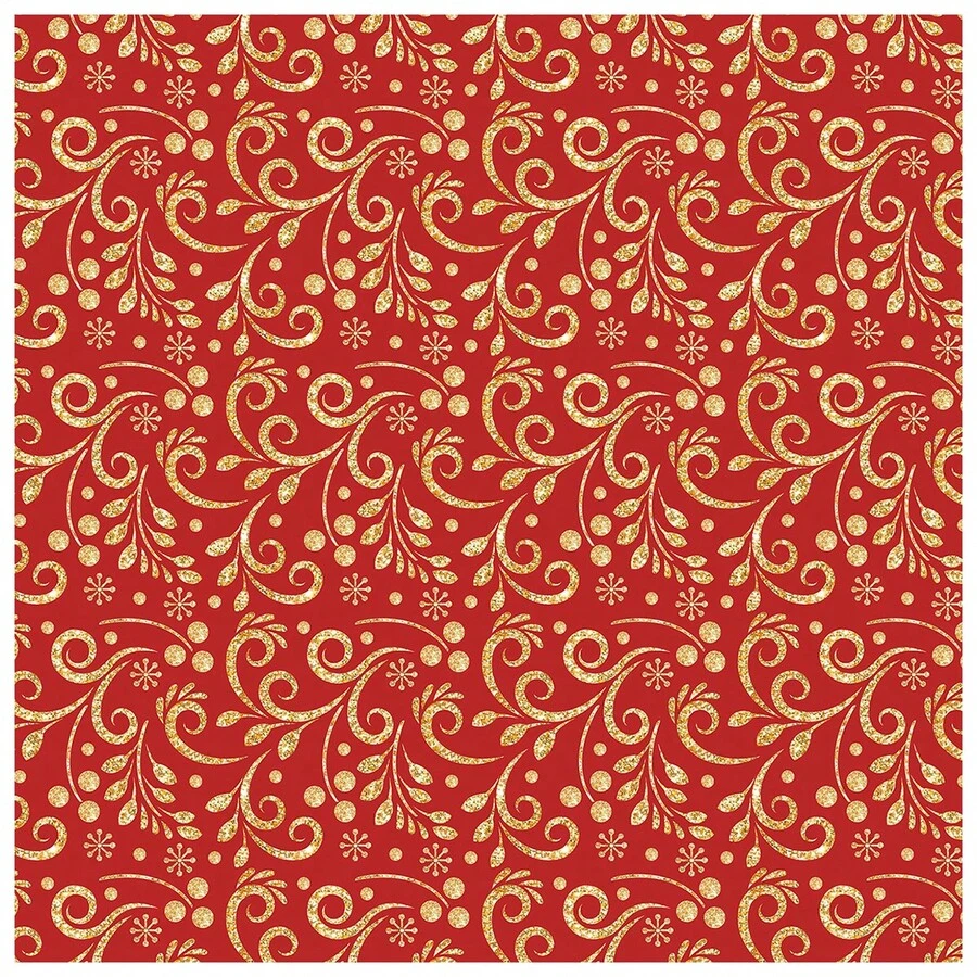 Christmas Tricoline Fabric - 50 Cm X 1.50 Meters - Cotton - 紅色蔓藤花紋 - 1357 - 查看 1