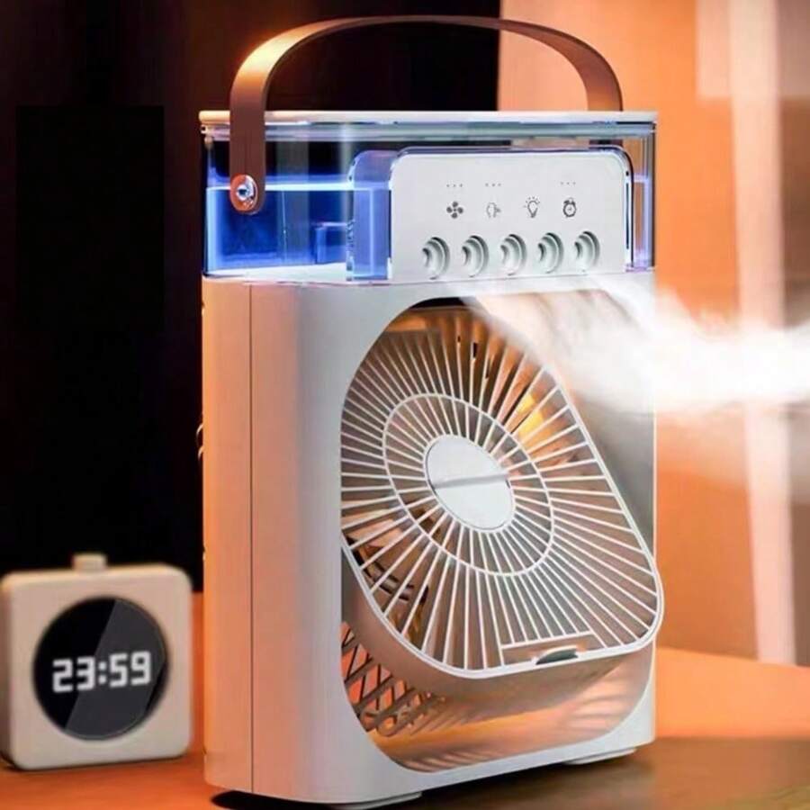 Air Cooler Fan Humidifier Portable With LED Water Tank Type C USB - MÀU SẮC NGẪU NHIÊN - Xem 1