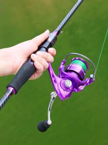SOUGAYILANG 1.8M Fishing Pole Set, 2 Sections 5-10LB Carbon Fishing Rod With EVA Handle And 5.2:1 Gear Ratio Spinning Reel ,Lures, Hooks,Fishing Line,Fishing Kit For Saltwater Freshwater Fishing Set (Fishing Line Color Model Random) - Purple - View 10