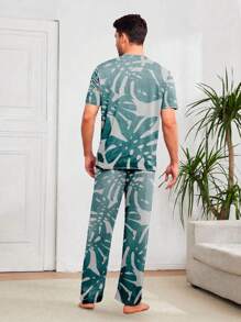 Shendy Vendy Men's Comfortable And Simple Home Loose Pajama Set - 綠色 - 查看 3