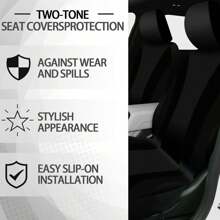 35-Piece Car Seat Cover Set With Steering Wheel Cover, Cup Holder Coasters, Shoulder Pads, And Accessories - Polyester Fabric Interior Decor Kit Without Filler - 紅色 - 查看 5