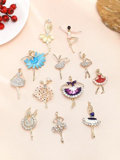 时尚珐琅体操芭蕾舞演员胸针 女士芭蕾舞演员胸针 舞蹈胸针 毛衣外套围巾翻领别针