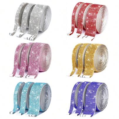 1 Pc Self-Adhesive Crystal Rhinestone Diamond Ribbon - DIY Diamond Ribbon Stickers With 2 Mm Rhinestones For Arts Crafts,Bling Silver Ribbon Rolls For Phone,Car Decoration