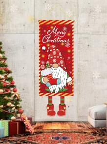 1pc New Christmas Design Polyester Hanging Flags, Perfect Decoration Family Christmas 2025 New Year Party Room Wall Background, Merry Christmas 2025 New Year Gift Door Curtain Decoration Background Banner,Christmas