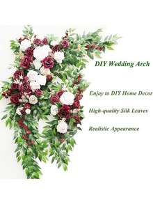 4 件装绿叶茎人造塑料绿叶花环藤蔓悬挂喷雾适用于 DIY 婚礼拱门花束填充物桌面中心装饰家居装饰，绿叶茎人造丝绿叶花环藤蔓悬挂喷雾适用于 DIY 婚礼拱门花束填充物桌面中心装饰家居室内装饰 - 綠色 - 查看 10