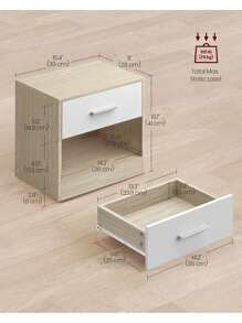 VASAGLE Bedside Tables, Set Of 2, Side Table With Drawer, Handle, Open Compartment, End Table, For Bedroom, Living Room, Natural Beige And Classic White - Beige - View 5