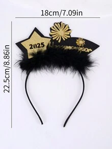 1 Băng đô chữ cái 2025 cho nữ Băng đô lấp lánh vàng lấp lánh hình ngôi sao pháo hoa Băng đô tóc mừng năm mới thời trang dự tiệc Phụ kiện tóc cho nữ - băng đô năm mới - Xem 5