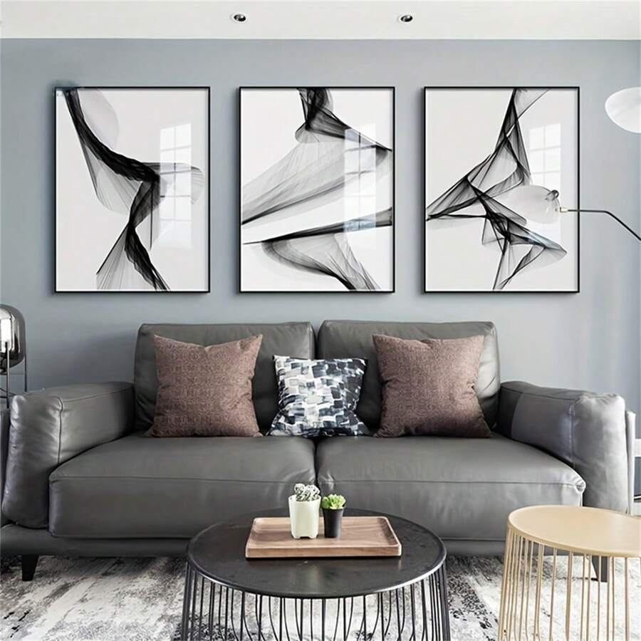 3pcs/Set Nordic Black And White Abstract Art Canvas Posters For Home Decor - Perfect For Hotel, Living Room, Bedroom - Frameless Wall Pictures For Stylish And Elegant Decor, Modern Western Home Decor , Posters For Room, Maximalist Wall Decor , Funky Room Decor Aesthetic, Room Decoration Stuff