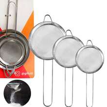 Set Of 3 Stainless Steel Sieves Luxury Kitchen Utensils Household Home Gift Sifting Sifted Organization - Bạc - Xem 6