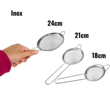 Set Of 3 Stainless Steel Sieves Luxury Kitchen Utensils Household Home Gift Sifting Sifted Organization - Bạc - Xem 5