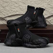 Botas de trabajo para hombres, con cremallera, punta de acero, impermeables y antideslizantes, zapatos clásicos antideslizantes resistentes a la perforación para deportes de trabajo - Negro - Ver 2