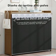 Zapateras Organizadores Bamboo En Plano 5 Niveles Cortina Multifuncional - Negro - Ver 6