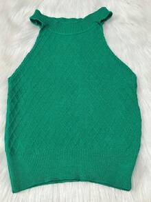 Tank Top Cropped Blouse Tricot Modal Summer Launch - Green - View 3