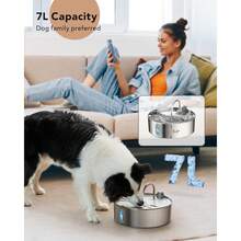 Dog Lover And Dog Mom Love Water Fountain For Large Dog Lover And Dog Mom Loves, 7L/236oz/1.8Gal Stainless Steel Cat/Dog Lover Gift And Dog/Cat Mom Love Pet Water Dispenser, Automatic Filtered Dog Lover And Dog Mom Love Water Bowl With Deeper Drinking Area, Ultra-Quiet Pump, Multi-Filtration (Pink)