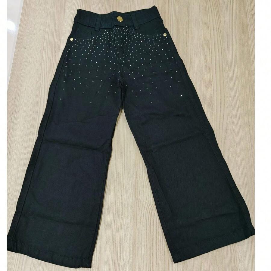 Women's Wide Leg Jeans With Rhinestones SHEIN South Africa