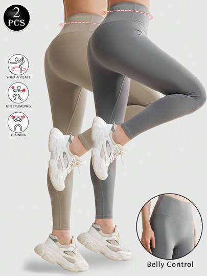 2Pcs Women Slimming Leggings High Waist Butt Lifter Shaping Sports Tights Sexy Seamless Workout Leggings Gym Thin Cozy Yoga Shaperwear Tights