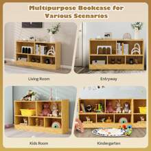 Lifezeal Kids 2-Shelf Bookcase 5-Cube Wood Toy Storage Cabinet Organizer - Beige - View 10